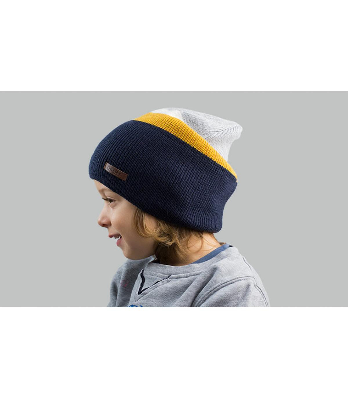 gorro niño azul amarillo Blazer Beanie Kids navy